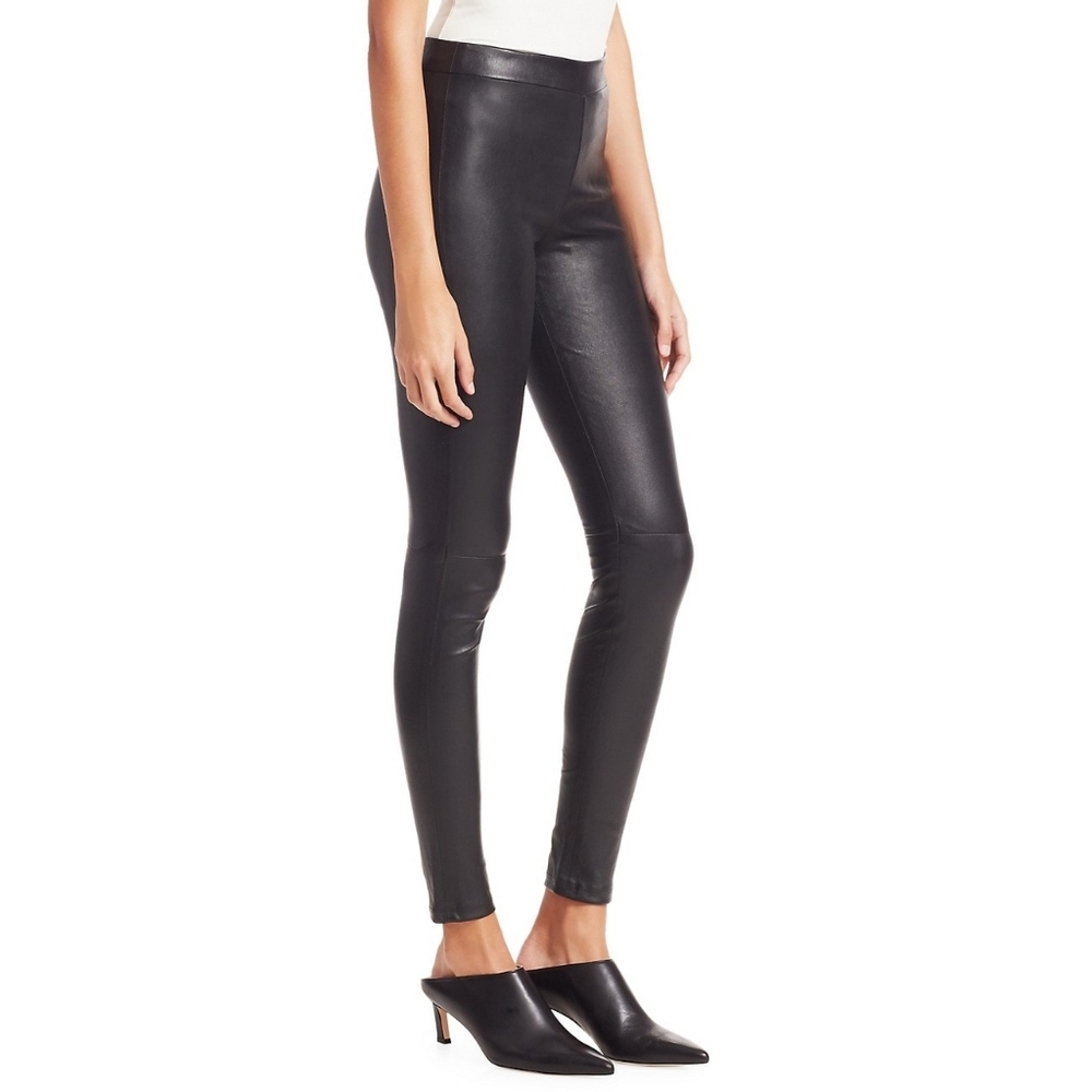 Theory Adbelle L2 Bristol Lamb Leather Skinny Leggings Black Size 2